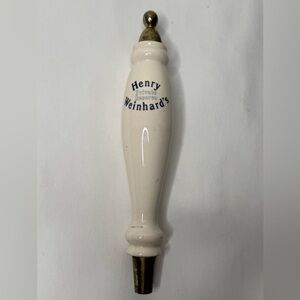Vintage Henry Weinhard’s Beer Tap Handle Knob 9.5” Pub Bar Rare White Porcelain